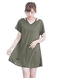 (ニューリミー) 0109 選べる 2タイプ Tシャツ チュニック ワンピース M カーキ（フレア）