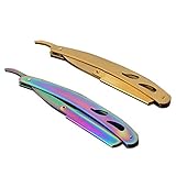 Healifty 折りたたみ剃刀ホルダープロフェッショナルチタンストレートエッジ安全2本