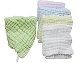 BEREAM ベビー用タオル 30×30cm 5色 5枚 セット ベビー キッズ ループつき タオル ハンカチ 6層 ６重 ガーゼ 綿 100％ 肌触り抜群 ふわふわ やわらかい (５色５枚セット)