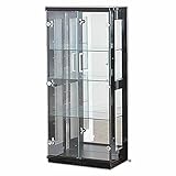 コレクションケース ガラス 側面LED内蔵型 エース2 ロータイプ(高さ120㎝) 木製コレクション ガラスケース フィギュアケース コレクションボード ディスプレイケース ショーケース (ロータイプ【黒】)