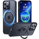 【8年間の技術結晶！4in1超万能モデル】CASEKOO iPhone13Pro 用 ケース 隠しスタンド 横縦両立 米軍MIL規格 耐衝撃 MagSafe対応 スマホケース 薄形半透明 マット仕上げ 指紋防止 ストラップホール付き ワイヤレス充電対応 アイフォン 13pro 用 ケース 6.1インチ カバー（ブラック）