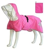 MAMORE 犬用レインコート かっぱ ポンチョ 防水 撥水 通気 軽量 ドッグ ジャケット ペット雨具 小型犬 中型犬 大型犬 脱着簡単 反射 調整 収納可 メッシュ裏 リード穴 (ピンク, S)