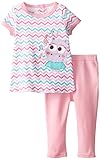 Nubyベビー女の子2ピースレギンスセットBaby Hippo カラー: ピンク