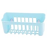 uxcell 小物入れ スクラバー スポンジホルダー 整理箱 キッチン プラスチック 吸着コップ デザイン スカイブルー