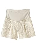 Angeliebe エンジェリーベ マタニティ フラワー モチーフ レース ショート パンツ 妊婦服 アジャスター調節可 M アイボリー