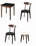 ダークグレー2脚 スツール_アイボリー1脚 4点セット(テーブル+チェア2脚＋スツール1脚) ブラック×ウォールナット W68 モダンデザイン ダイニング Worth ワース【ﾉｰﾌﾞﾗﾝﾄﾞ品】