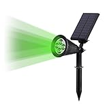 T-SUN ソーラーライト　4LED　ガーデンライト　グリーン　スポットライト 省エネ 屋外用充電式 防水加工　暗くなると自動点灯　玄関先/芝生/階段/庭など対応　LED照明　 (1)
