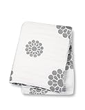 Lulujo Baby Muslin Cotton Swaddling Blanket, Grey Peonies, 47" x 47" [並行輸入品]