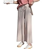 Sillictor ワイドパンツ スカンツ レディース ガウチョ パンツ 無地 九分丈 ベージュ 753 L