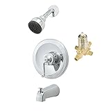 Aqueous KTS-1201010CH Shower Kit with Trim, Traditional Showerhead, Tub Spout and Diverter, and Roug