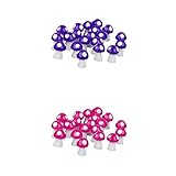 Flameer マイクロ風景置物　盆栽　キノコ　装飾　60個/40個入り　各色20個　ミニチュア　ガーデン　樹脂製 - 40個：ローズ＆パープル