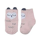 赤ちゃん　かわいい　柔らかい　コットン　漫画　秋冬　滑り止め　英字付き　靴下　ベビーソックス (ピンクA （2歳~4歳）)