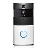 MUTANG ワイヤレスビデオドアベル720P HD、リアルタイム双方向オーディオ、166°広角ドアチャイム、動き検出スマートドアチャイム