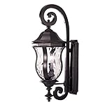 Savoy House Lighting KP-5-300-BK Monticello Collection 3-Light Outdoor Wall Mount Lantern, Black Fin