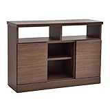 タンスのゲン 日本製 完成品 テレビ台 幅90 国産 テレビボード TV台 寝室 ハイタイプ ウォールナット 17010054 B2