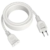 KOZUMUWAN 電源タップ ACアダプタ用電源延長コード 1個口 ホワイト トラッキング 火災予防絶縁キャップ付き スイングプラグ 延長コード 屋内用 フリープラグ 180度回転プラグ 2ピンプラグ接続可能 メス-オス (5m, ホワイト)