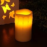High Quality Battery-Powered Flameless Dripping LED Candle with Timer, 3 x 5, Ivory