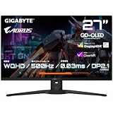 GIGABYTE AORUS ゲーミングモニター 27インチ 有機EL QD-OLED WQHD 500Hz 0.03ms DCI-P3 99% HDR True Black 500 スピーカー内蔵 国内3年保証 FO27Q5P