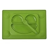 DOMIRE Happy Face Feeding Set EasyMat Kids Placemat No Mess Divided Suction Plate. Safety Food Grade