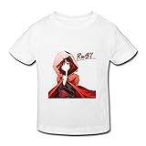 星 ２～６歳子供 男女兼用 半袖 ティー Tシャツ バラ アニメ 可愛い 女の子 White 5-6 Toddler