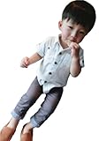 子供服 アンクル パンツ 七分丈パンツ キッズパンツ 男の子 (12-18か月, グレー)