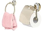 【コヨーテ☆マーケット】ヨーロピアン アンティーク ゴールド ゴージャスな鏡面加工 トイレットペーパーホルダー ＆ タオルハンガー オリジナルセット
