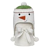 Elegant Baby 100% Cotton, Giftable Snowman Aviator Hat with Fleece Lining and Soft, Cream, 30x34" Po