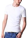 [フテラ] メンズ シャツ カットソー Tシャツ ロンＴクルーネック 丸首 Vネック 長袖 7分袖 半袖 無地 シンプル スリム ホワイト(半袖/丸首) M