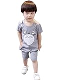 男の子フォーマル キッズ 子供 ボーイズ tシャツ 半袖 上下セットアップ 80 90 100 110 (XL, グレー)
