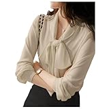 [コウエイストア] ブラウス レディース 春 夏 ボウタイ トップス 無地 長袖 リボンタイ きれいめ おしゃれ オフィス ベージュ Mサイズ Y6175-bg-m