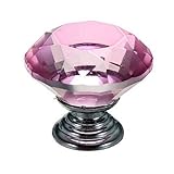 Tecrio 30mm Pink Crystal Glass Diamond Shape Cabinet Knob Drawer Cupboard Pull Handle 12pcs-Pack [並行
