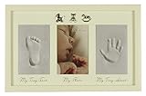 Baby Hand, Foot Print and Photo Frame With Three Silver Icons By Haysom Interiors by Haysom Interior