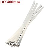 10個入り10 x 400 mmボールロックメタルステンレススチールZip Tiesラップストラップ