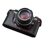 Funper Nikon FM2 ハンドメイド 本革 フルカメラケース バッグ カバー (ブラック+レッド)