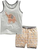 [Vaenait Baby]キッズ12ヶ月-7歳綿100％ルームウェアノースリーブパジャマ寝間着上下セットGray Elephant XS