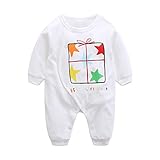 エルフ ベビー(Fairy Baby)新生児服 カバーオールロンパース 前開き 長袖 四季兼用 可愛い ホワイト星柄 90cm