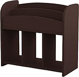 子供用絵本ラック 木目調 (キッズブックシェルフ) 約64cm×29cm×59cm 【収納に便利な仕切り棚付き】 (ダークブラウン)