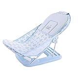 バスチェア/ベビーシャワーラック/新生児調節可能なバスタブ/折りたたみ式バス/枕/ピンク/ブルー/イエロー (色 : Blue)