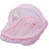 [Jiyaru] ベビー折りたたみミニベッド 蚊帳 虫よけ 赤ちゃん出産祝いお出かけ モスキートネット Pink