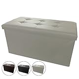 スツール 収納スツール オットマン ワイド 【 収納・オットマン・椅子・収納ボックス】 フェイクレザー レザー調 アイボリー