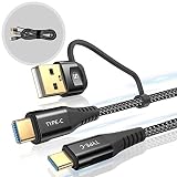 2in1 USB Type C ケーブル 2M AviBrex USB-A/C to C ケーブル【PD& QC3.0対応60W急速充電】 タイプc 充電 iPhone 16/15 Pro Max, MacBook Pro/Air iPad Pro、Samsung Galaxy S23 S22 S21 S20 Note23、Sony、Google Pixel、usb c機器と互換性があり-黒
