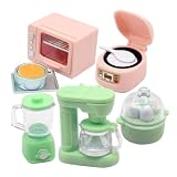 ANDRESLAD 6pcs ミニチュアキッチン用品セット オーブン 炊飯器 ジューサー 調理器具 モデル ドールハウス ミニハウス装飾用
