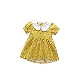 夏ベイビー服 女の子ワンピース 73cm 袖なし Pojour キッズ用かわいいラペル花ドレス 子供ギフト 綿 通気