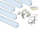 muzata 20-pack 3.3 Ft/1meter U形状LEDアルミチャンネルシステムをカバー、エンドキャップとマウントクリップ、アルミプロファイルのLEDストリップライト 40 Pack V