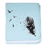 CafePress – Birds Fly Away Baby Blanket – スーパーソフトベビー毛布、新生児おくるみ 標準 ブルー 612422535-0-98-0