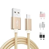 USB Type-Cケーブル 長さ1m Type-C 充電器 高速充電 データ転送 Xperia XZs/Xperia XZ/Xperia X compact/Nexus 6P / Nexus 5X 等対応 USB Type Cケーブル（1m, ゴールド）