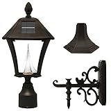 Gama Sonic Baytown Solar Outdoor LED Light Fixture Pole/Post/Wall Mount Kit Black Finish #GS-106FPW-