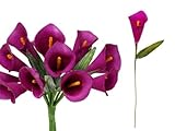 tableclothsfactory 60個Single Stem人工Mini Calla Lillies – フクシア