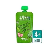 キッチン有機ブロッコリー、梨＆エンドウステージ1 120グラム (Ella's) (x 4) - Ella's Kitchen Organic Broccoli, Pears & Peas Stage