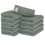 【Amazon.co.jp限定】タオル研究所 [ボリュームリッチ] #003 フェイスタオル ダスティーグリーン 10枚セット ホテル仕様 
